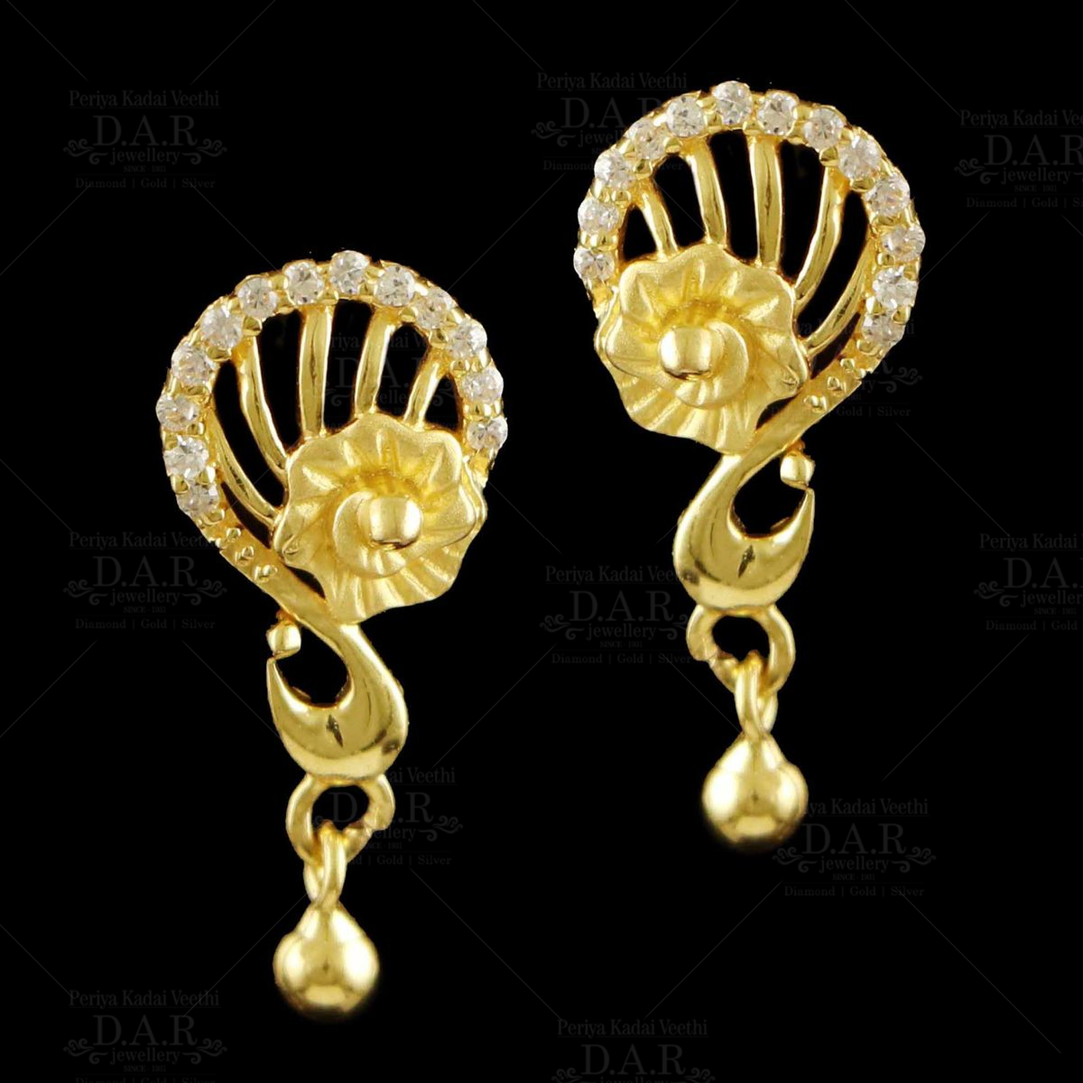 Manufacturer of Ladies 916 gold casting fancy earrings -lfe208 | Jewelxy -  147598
