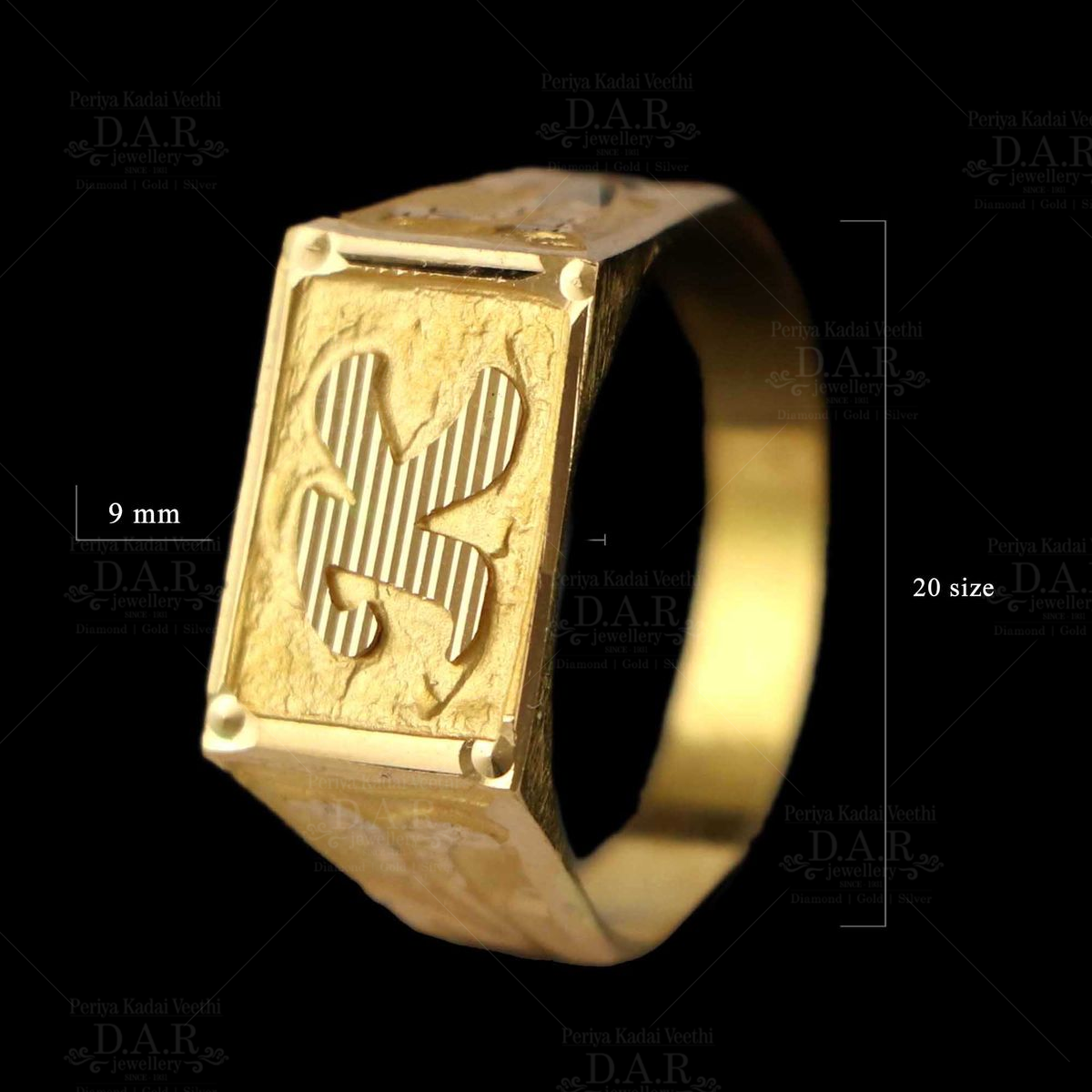 Box Cut Gold Mens Ring | JKJ Jewellers