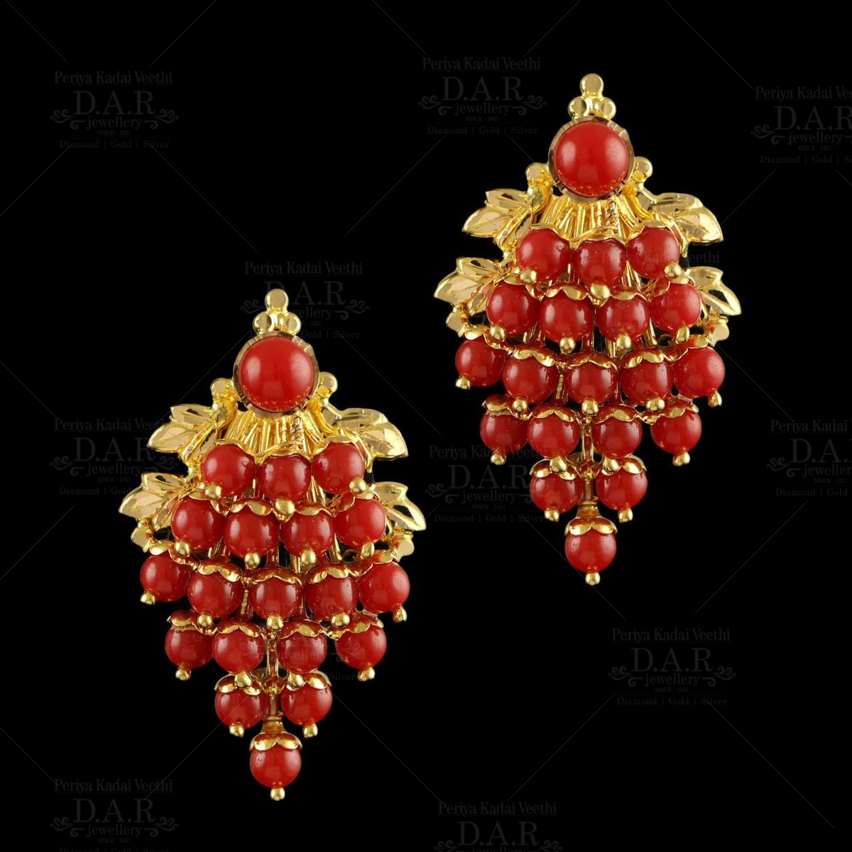 SOUTH INDIAN GOLD FINISHED CORAL 2LAYER CHAIN WITH EARRINGS. - YouTube