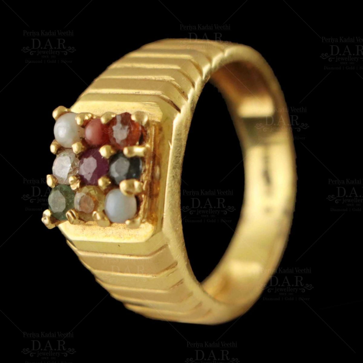 Buy Real Gold Look Gold Plated Impon Navaratna Ring for Gents