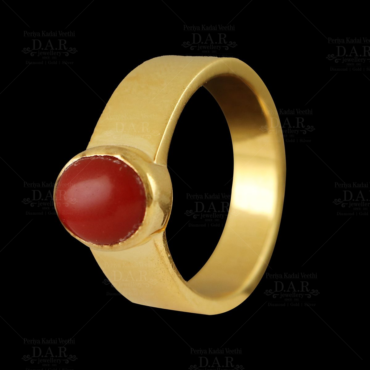 Classic 22KT Gold Ring with Red Stone for Children