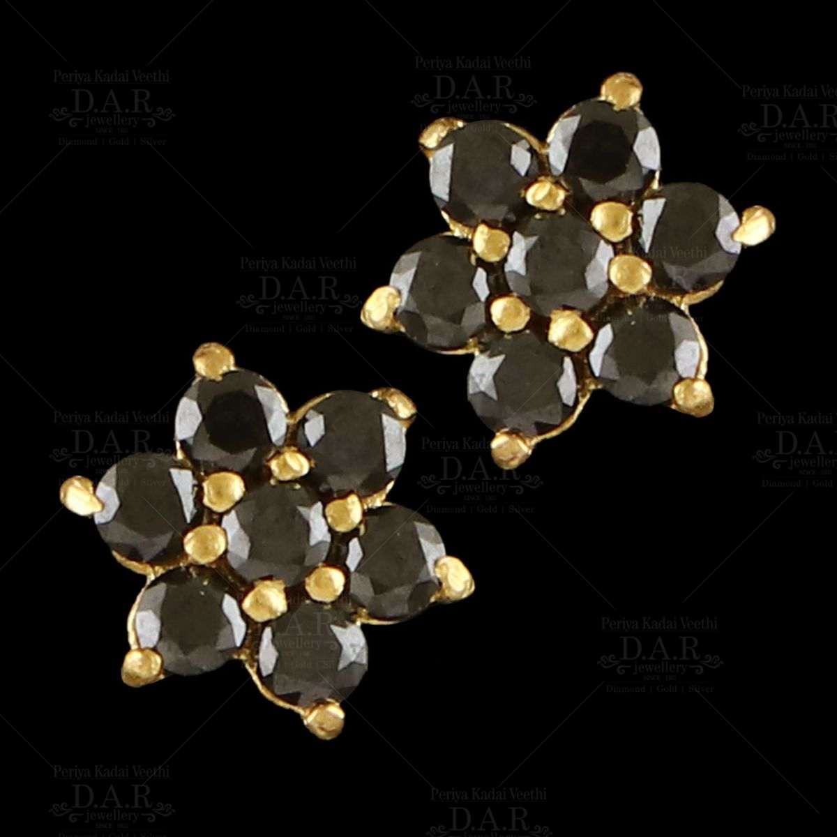 Artificial Diamonds Daily Wear AAA+ Black Zircon Stud Earrings in 18KT Gold  For Women at Rs 5000/pair in Abu Road