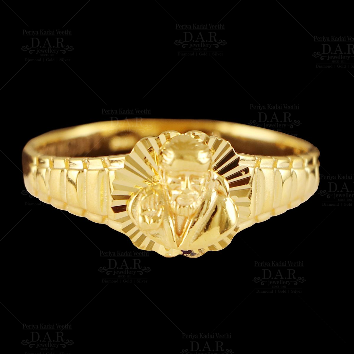 22K Sai Baba Gold Ring - AjRi56577 - 22k gold mens ring, designed with  religious Lord Sai Baba on the top of the ring in matte and shine