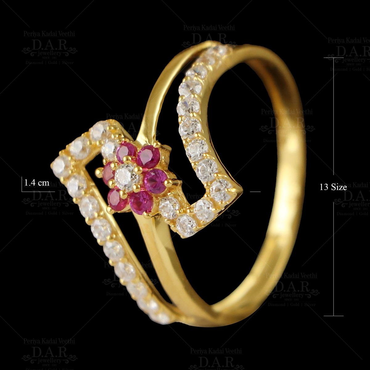 1 Gram Gold Plated With Diamond Glamorous Design Ring For Ladies – Soni  Fashion®
