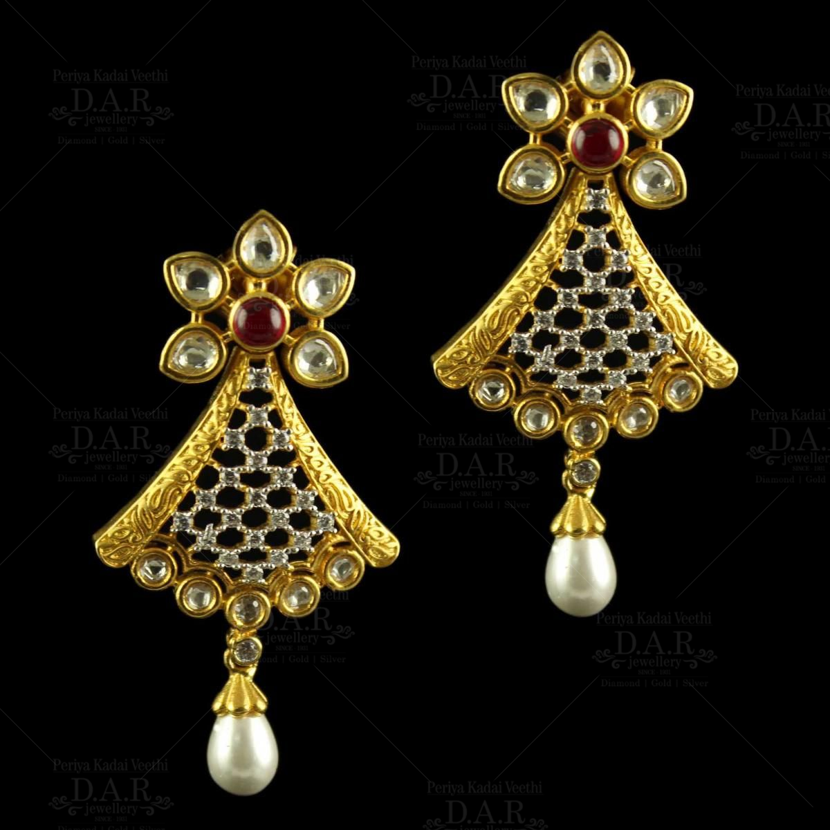 Buy quality Fancy Diamond Bali Earring with Marquise Flower on Side in Pune