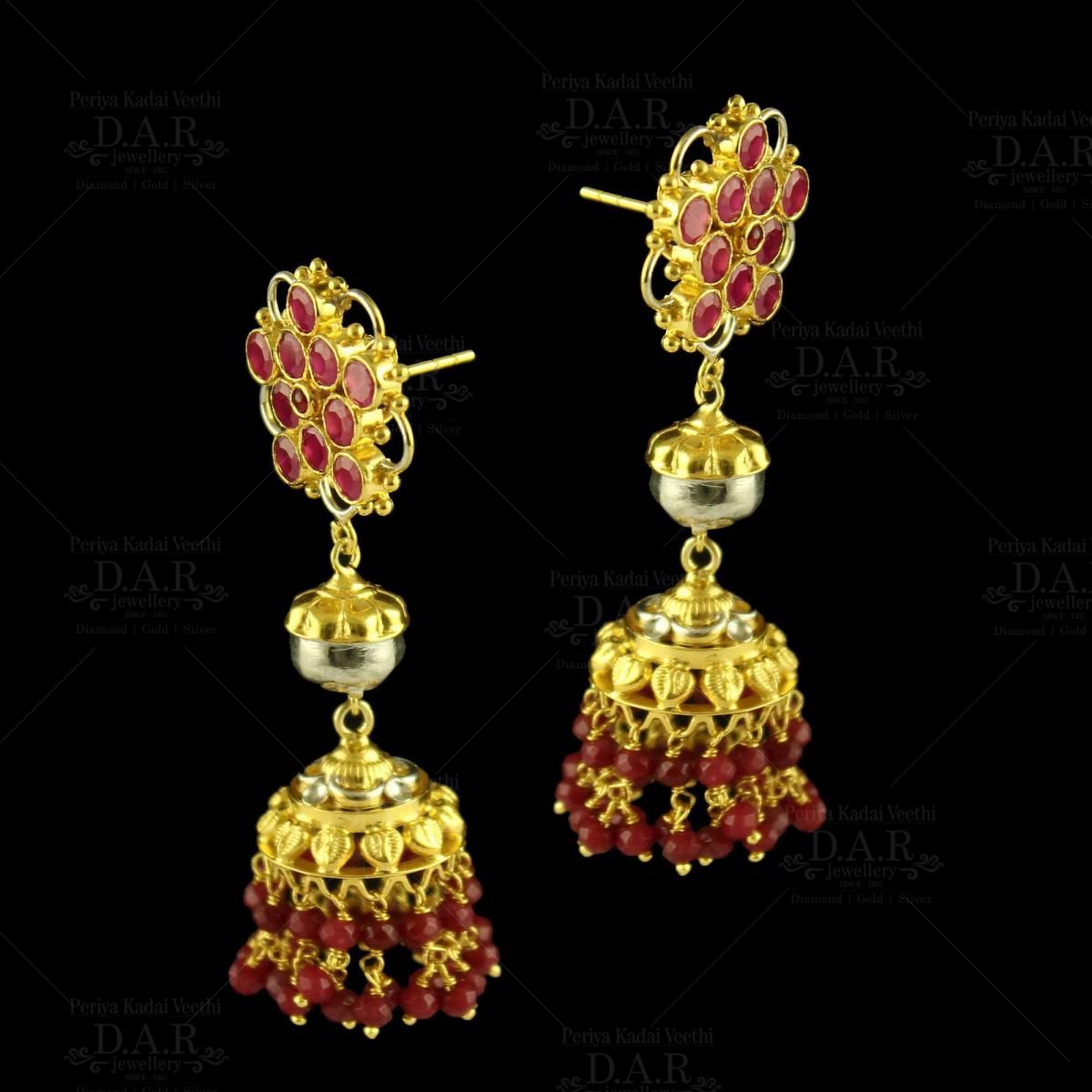 22k Thread Needle Earrings - ErFc25135 - 22k gold long chandelier earrings  designed exclusively in thread and a needle style(round tops comes