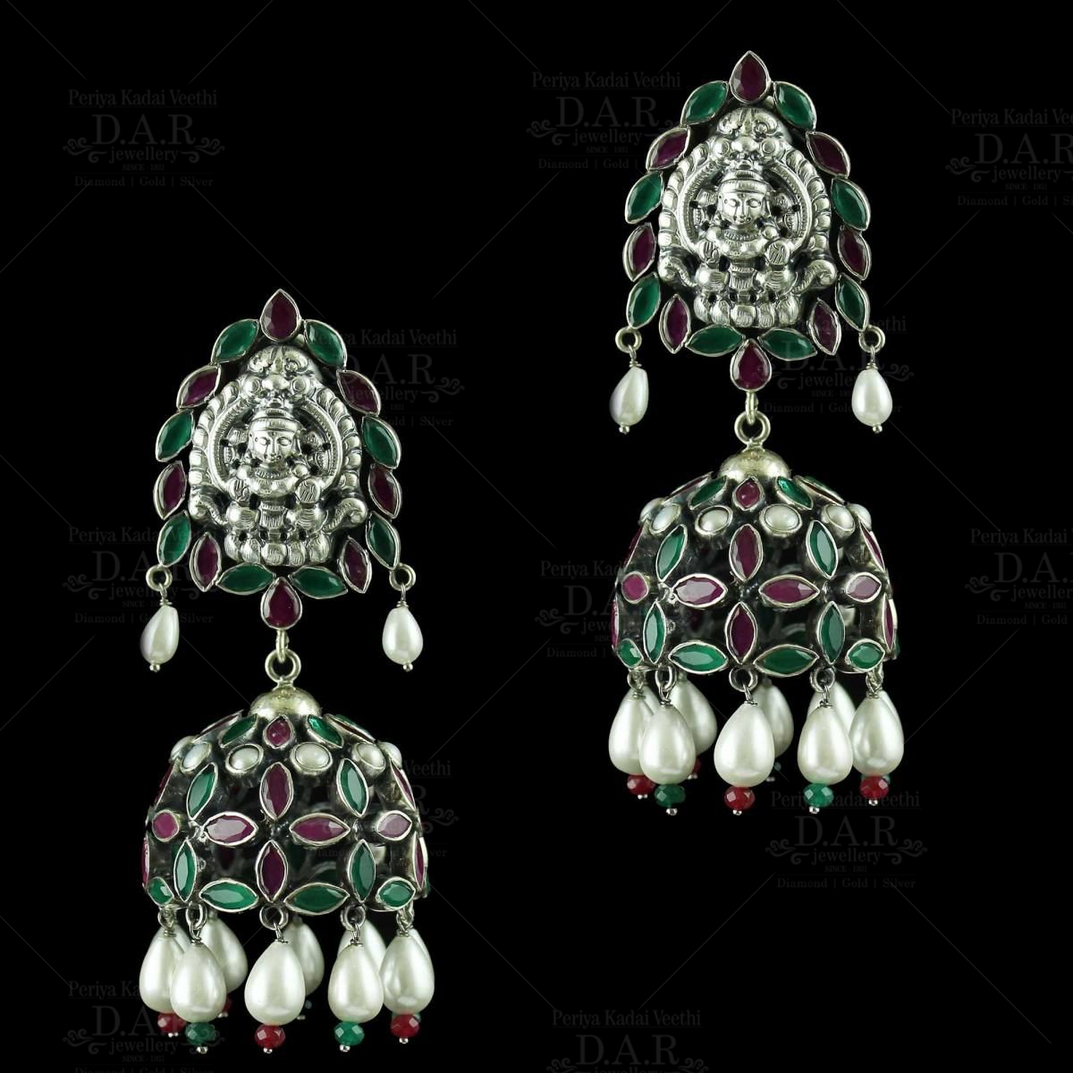 Buy Oxidised 925 Silver Floral Jhumka Earrings Online - Ranka Jewellers –  RANKA JEWELLERS