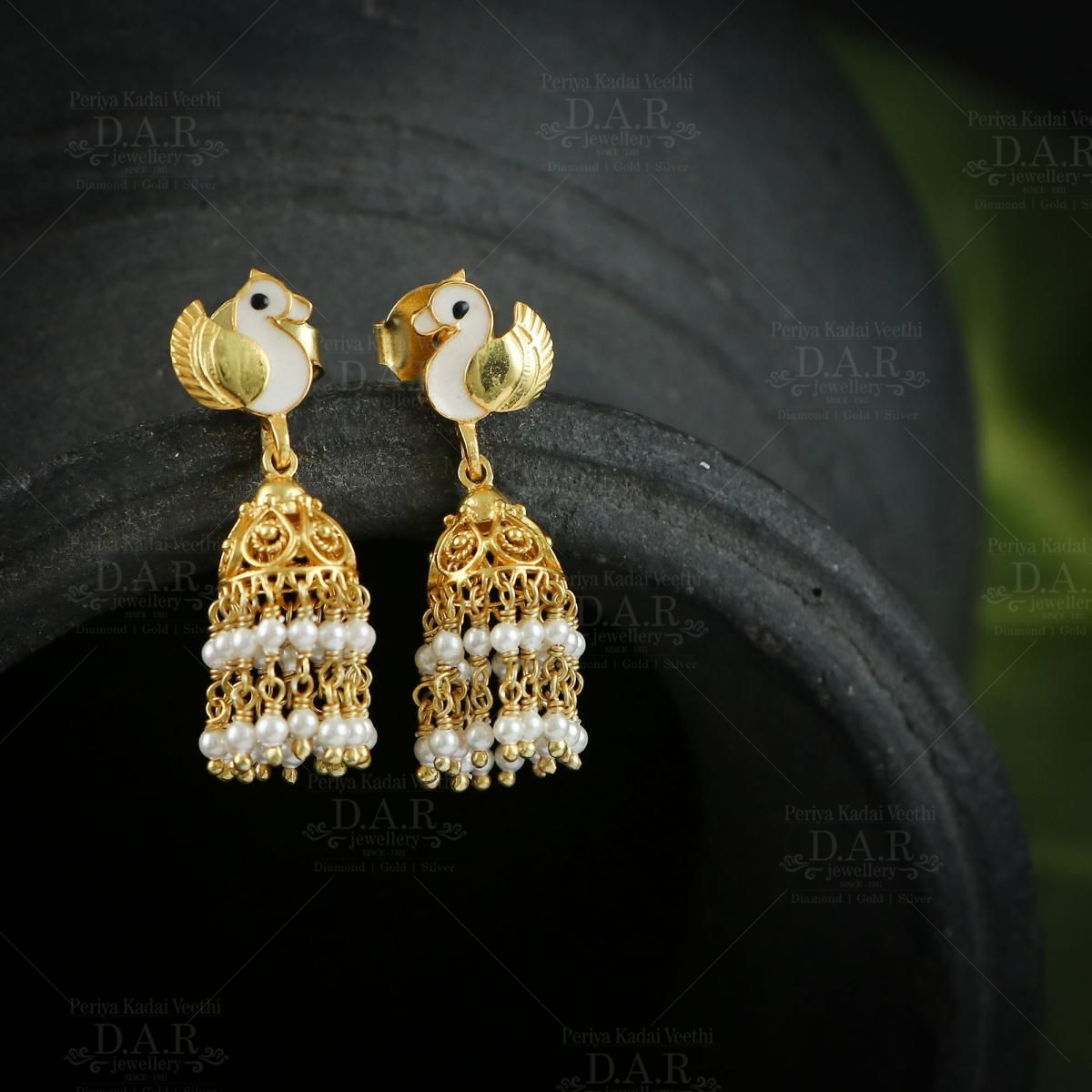 Traditional Silver Black Tone w/ Pearls Jhumka Earrings #36926 | Buy Online  @ DesiClik.com, USA
