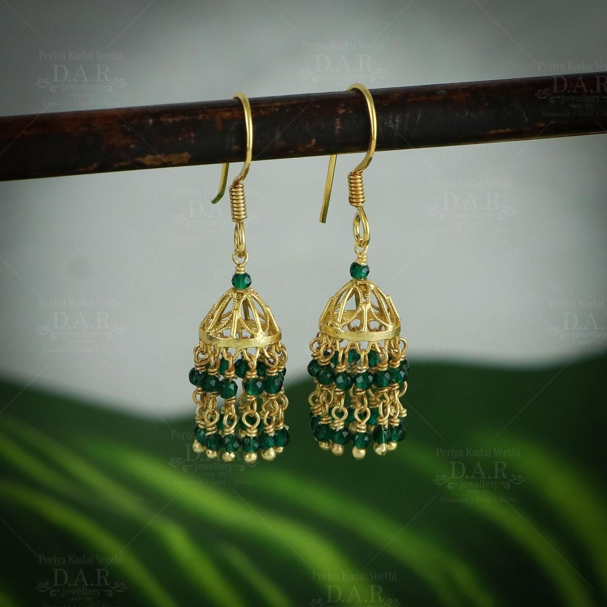 Gold-Toned Green Peacock Shaped Jhumkas Earrings – DIVAWALK | Online  Shopping for Designer Jewellery, Clothing, Handbags in India