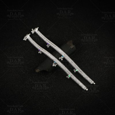 Chic Womens Wattigai 3 Muthu Silver Anklet by DAR Jewellery www.darjewellery